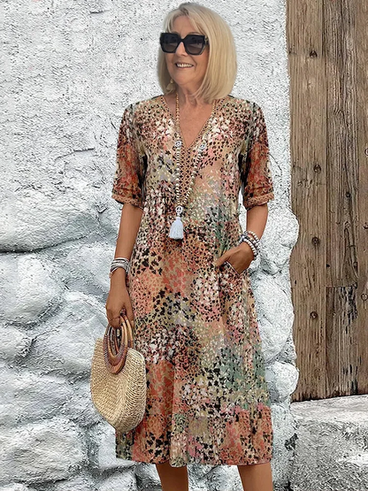 Women's Short Sleeve Multicolor Dress