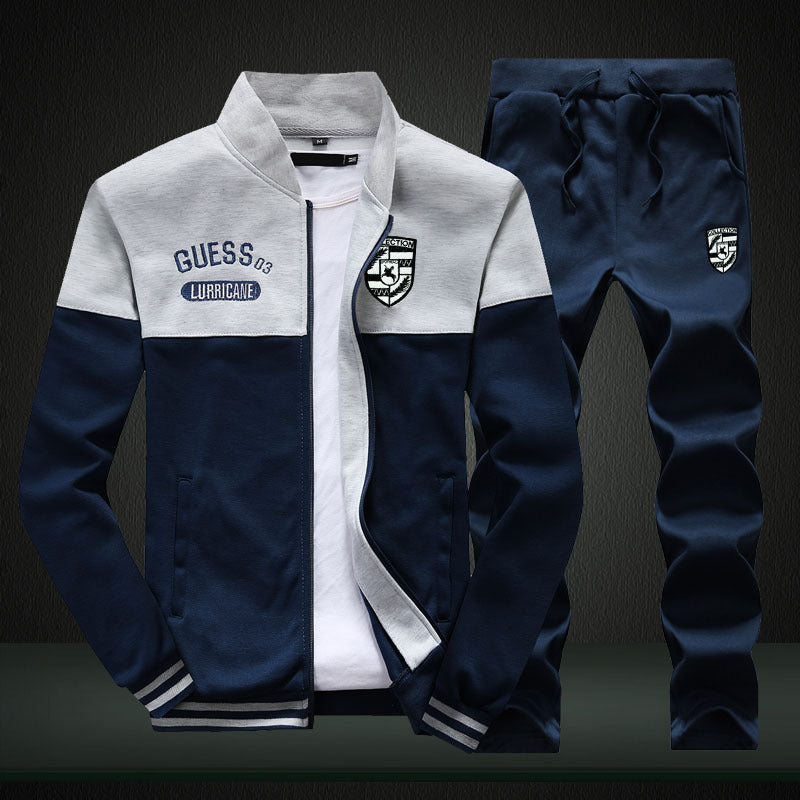 Men's Baseball Tracksuit White Blue
