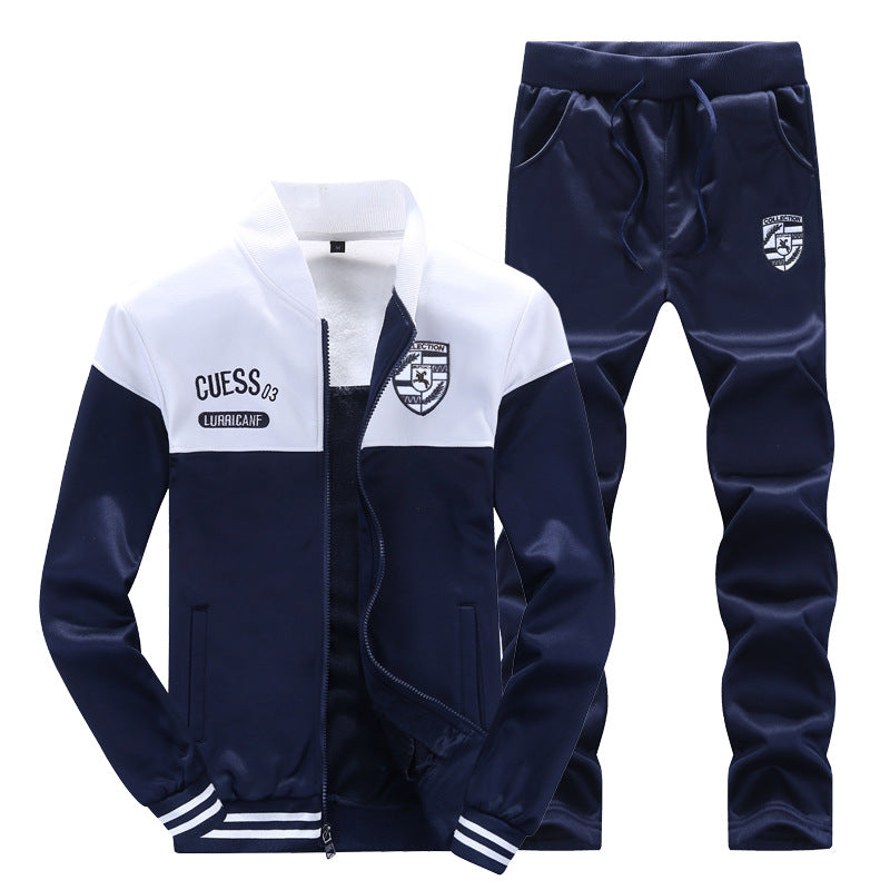 Men's Baseball Tracksuit White Blue