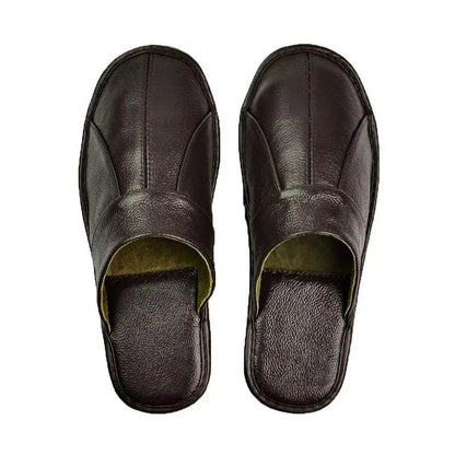 Men's Leather Mule Slippers Comfort House Shoes