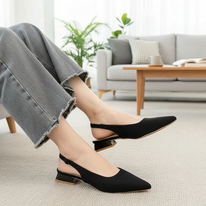 Slingback Pointed Toe Low Heels