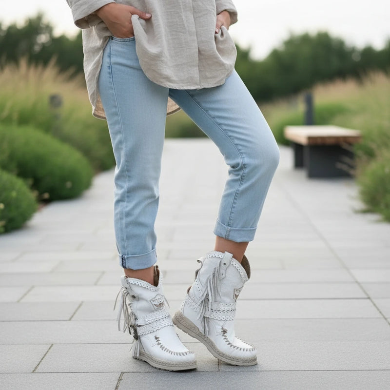 Fringe Moccasin-Style Boots
