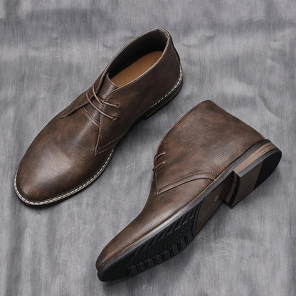 Crosby Men's Leather Ankle Boots Lace Up Brown