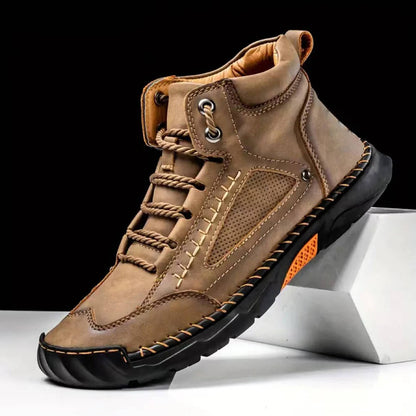 Leather Hiking Boots Mens Waterproof Orthopedic Arch Support Outdoor Ankle Boots