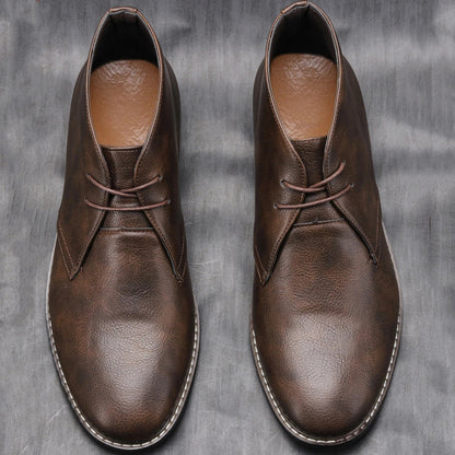 Crosby Men's Leather Ankle Boots Lace Up Brown