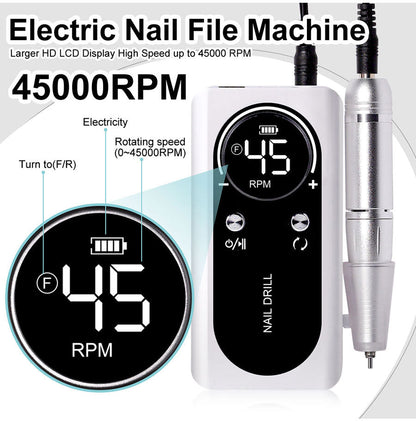 Rechargeable Electric Nail Drill 45000RPM - Fashinoza