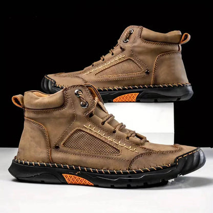 Leather Hiking Boots Mens Waterproof Orthopedic Arch Support Outdoor Ankle Boots