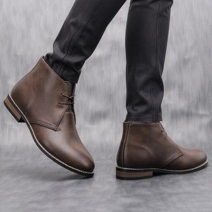 Crosby Men's Leather Ankle Boots Lace Up Brown