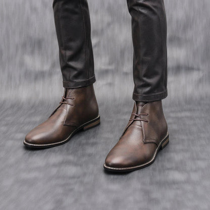 Crosby Men's Leather Ankle Boots Lace Up Brown