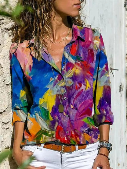 Women's Geometric Print Long Sleeve Shirt