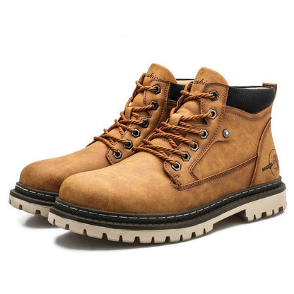 Men's Ankle Boots Waterproof Lace-Up Hiking Brown