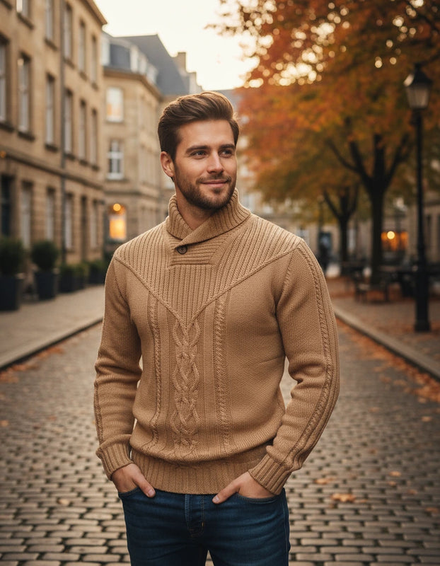 Classic Cable Knit Button Sweater