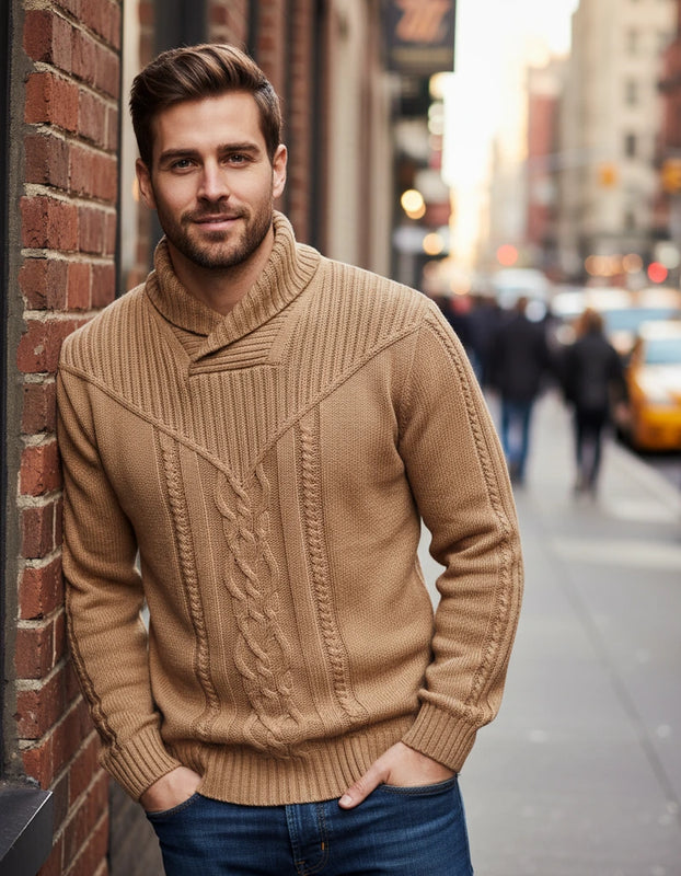Classic Cable Knit Button Sweater