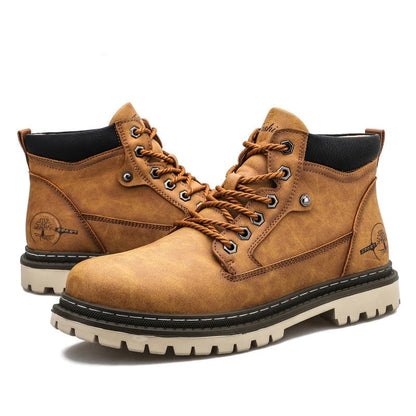 Men's Ankle Boots Waterproof Lace-Up Hiking Brown