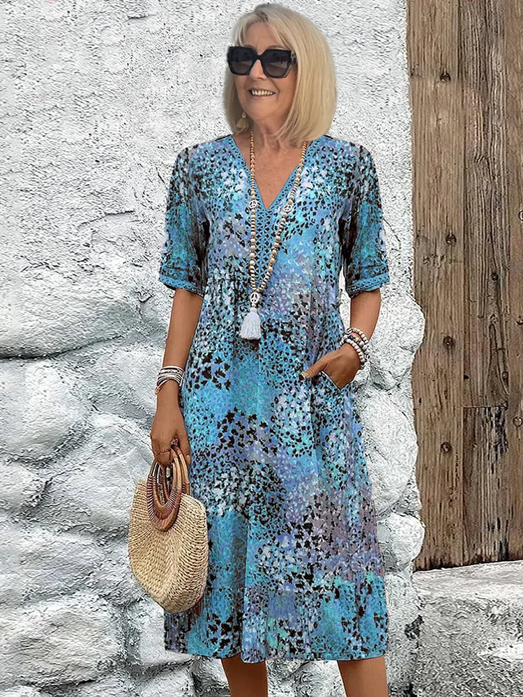 Women's Short Sleeve Multicolor Dress