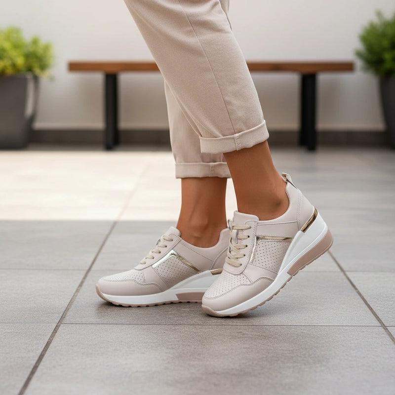 Metallic Panel Lace-Up Sneakers