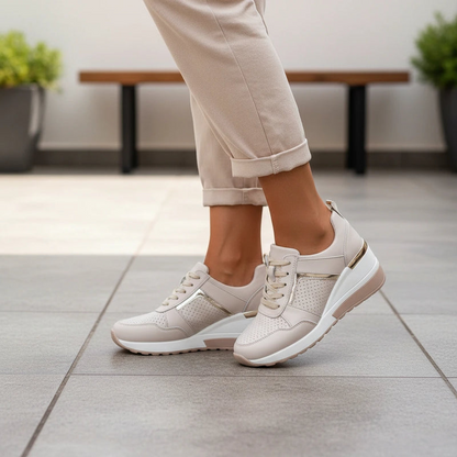Metallic Panel Lace-Up Sneakers