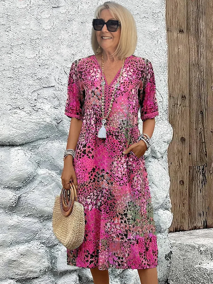 Women's Short Sleeve Multicolor Dress