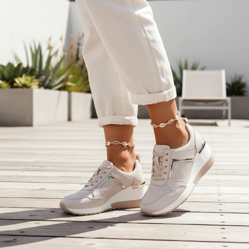Metallic Panel Lace-Up Sneakers
