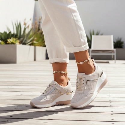 Metallic Panel Lace-Up Sneakers