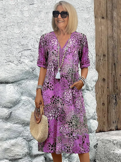 Women's Short Sleeve Multicolor Dress