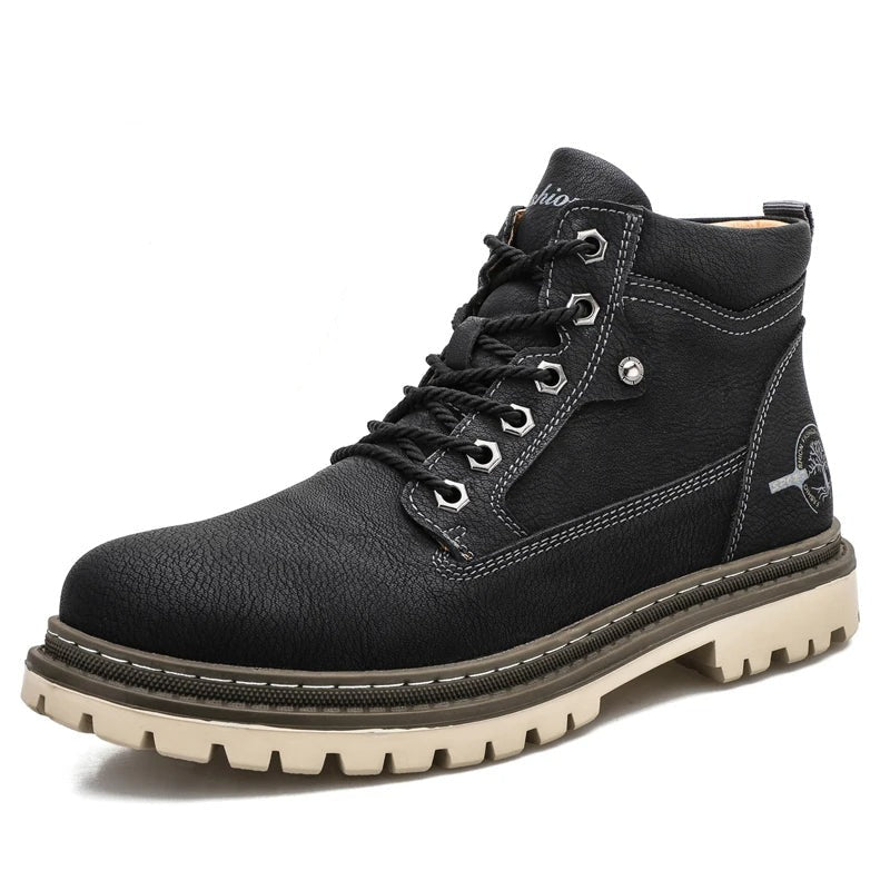 Men's Ankle Boots Waterproof Lace-Up Hiking Brown