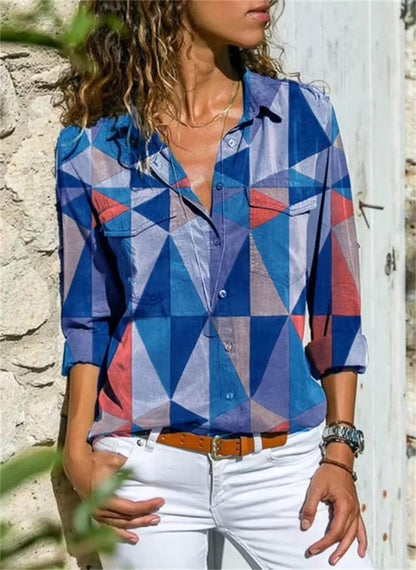 Women's Geometric Print Long Sleeve Shirt