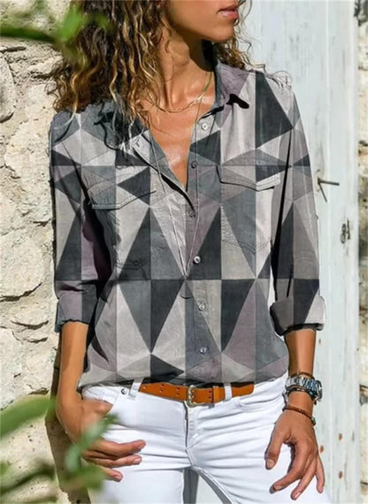 Women's Geometric Print Long Sleeve Shirt
