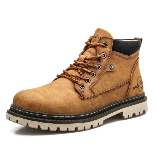 Men's Ankle Boots Waterproof Lace-Up Hiking Brown - Fashinoza