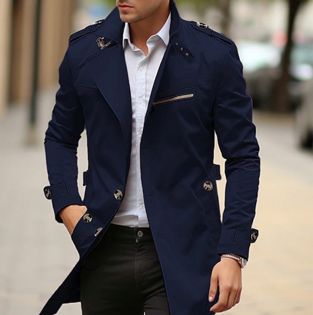 Image of Drake | Men's Double-Breasted Long Coat