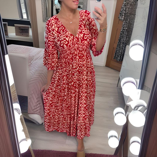 Women's Boho Printed Maxi Dress Casual - Fashinoza