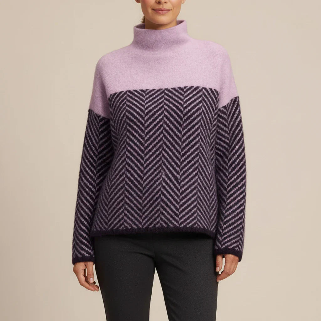 Jacklyn | Women's Spring Turtleneck Color Block Sweater