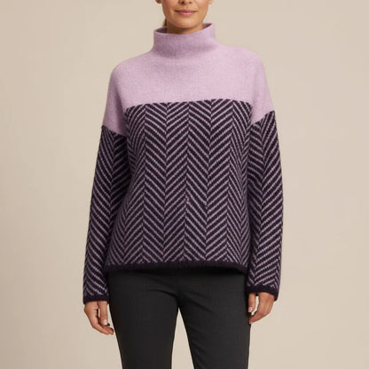 Jacklyn | Women's Spring Turtleneck Color Block Sweater