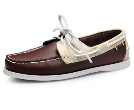 Men's Lace-Up Boat Shoes Leather Brown - Fashinoza