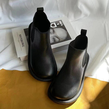 Women's Slip On Boots Comfortable Leather Brown