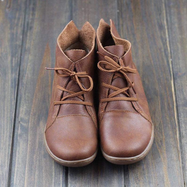 Women's Lace Up Ankle Boots Flat Style