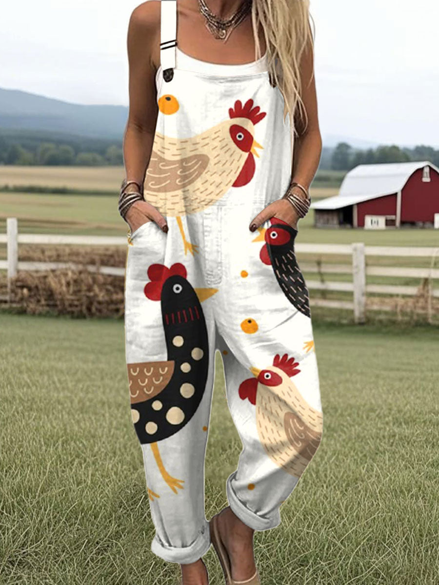 Women's Print Jumpsuit Colorful Playful Design - 
Fashinoza