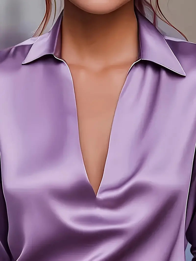 Women's Collared V-Neck Blouse