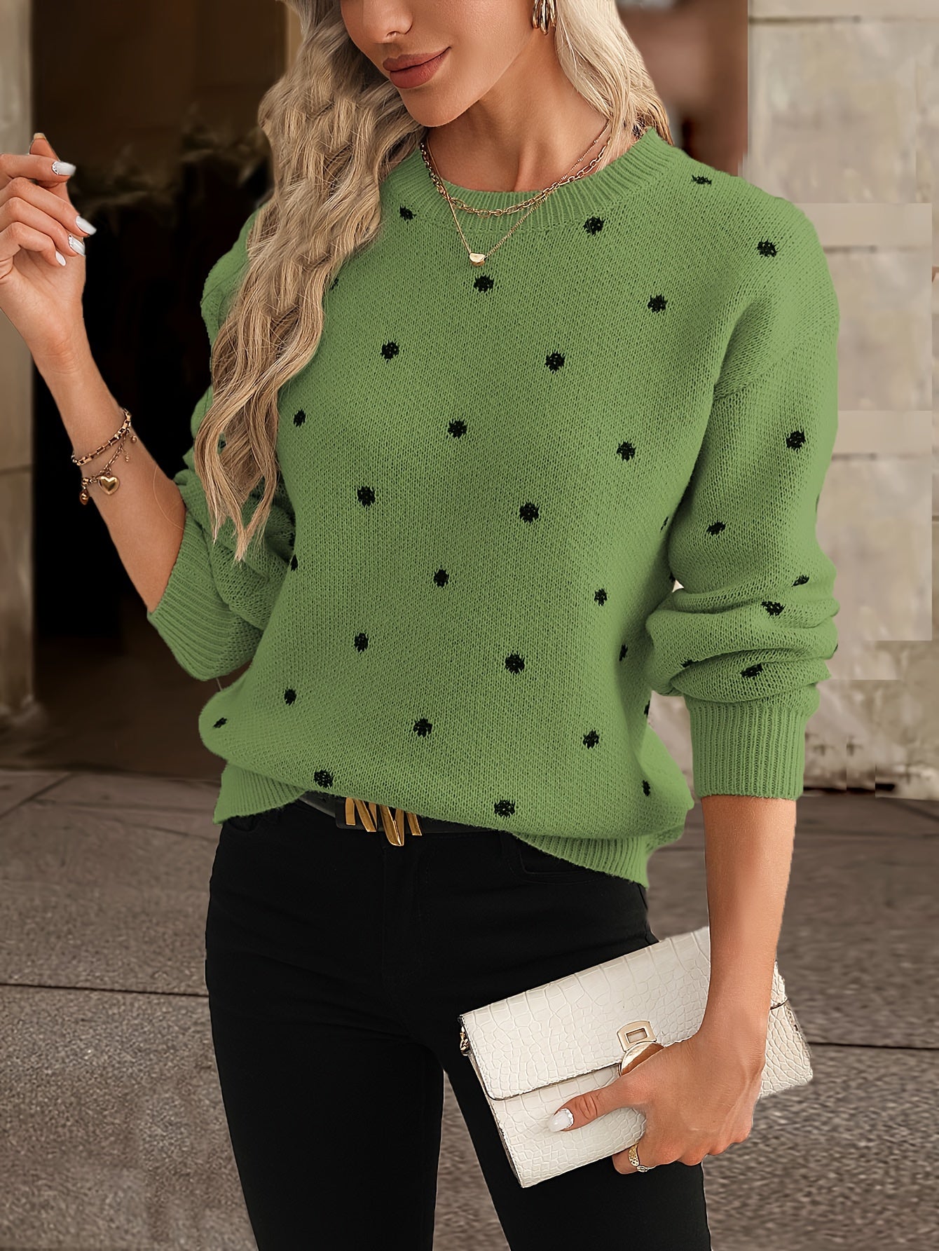 Women's Polka Dot Sweater Casual