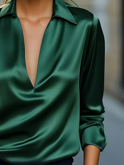 Women's Collared V-Neck Blouse