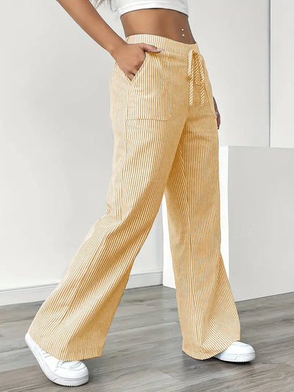 Relaxed Wide-Leg Stripe Trousers