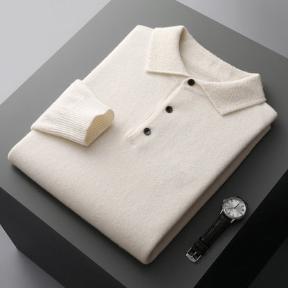 Men's Long Sleeve Polo Solid Shirt - Fashinoza