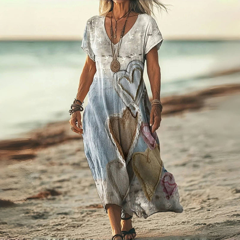 Sandra | Women’s Heart Print Maxi Dress