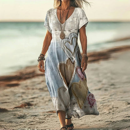 Sandra | Women’s Heart Print Maxi Dress