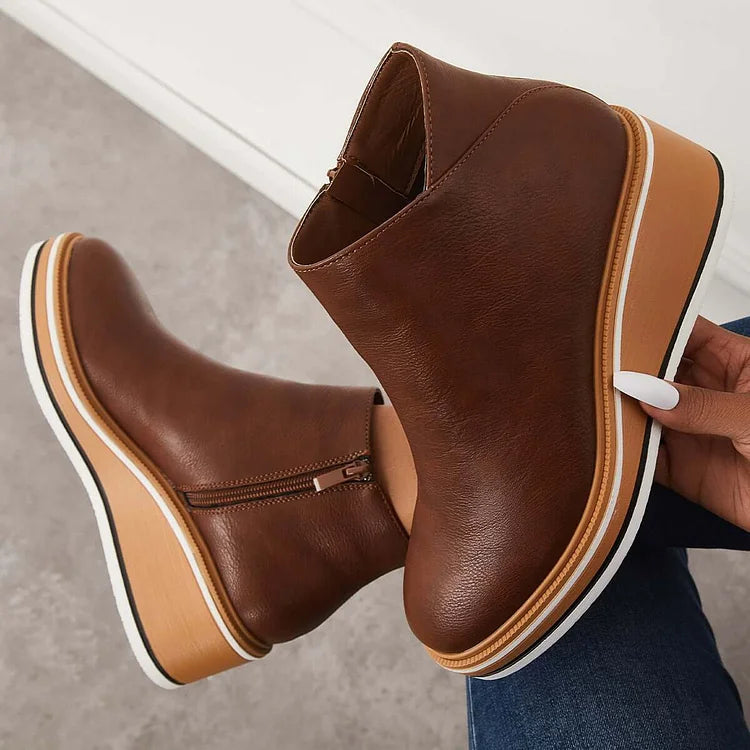 Women's Side Zip Wedge Boots