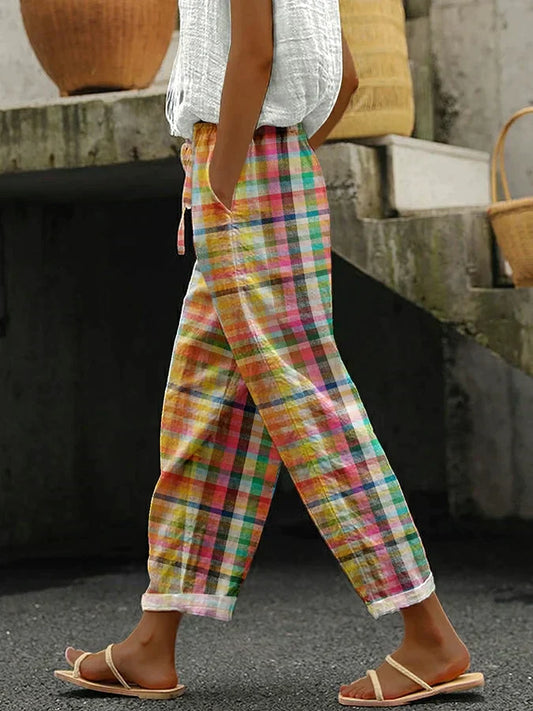 Women's Checkered Pants Comfortable - Fashinoza
