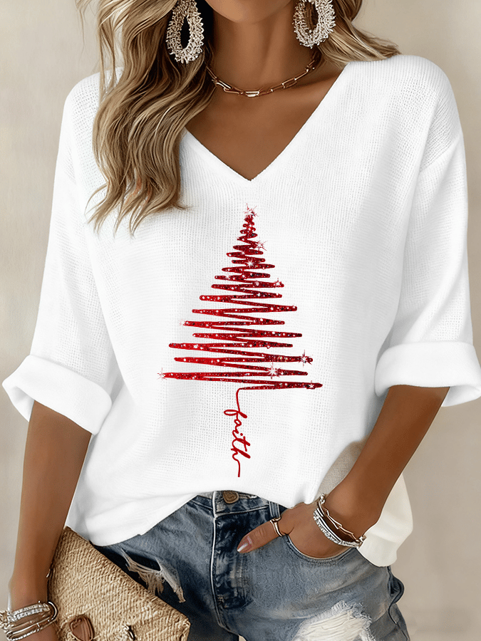 Women's Casual V-Neck Blouse - Fashinoza