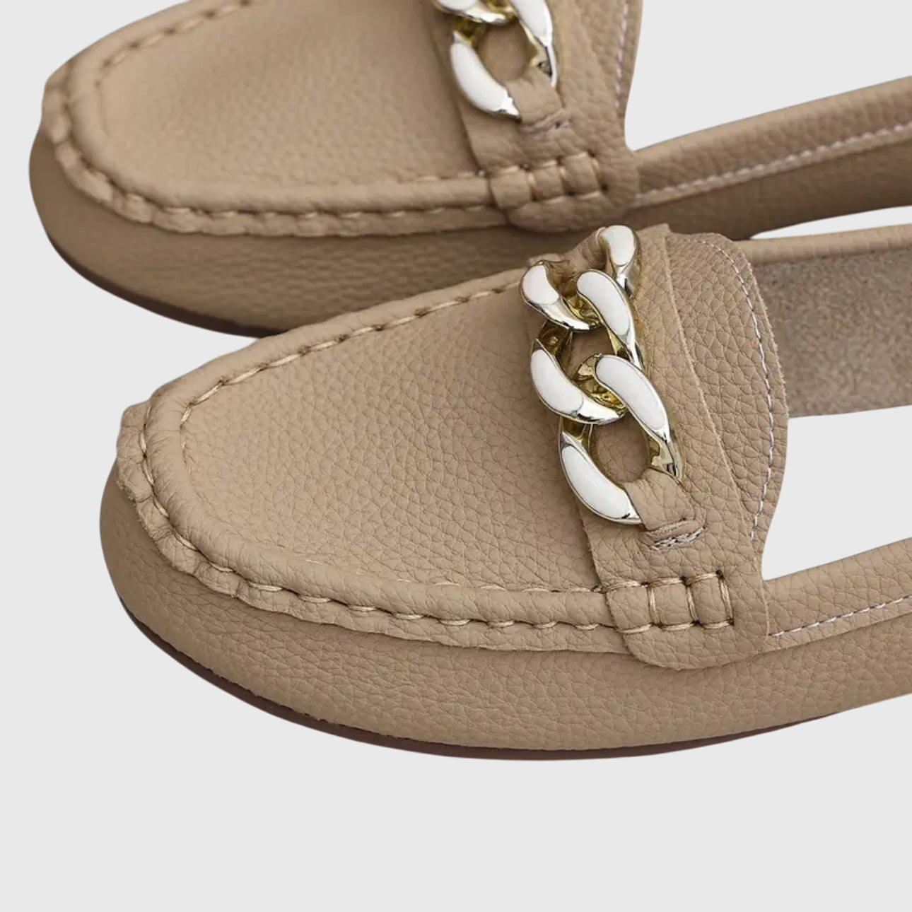 Women's Slip On Loafers Gold Chain Detail Flat Shoes