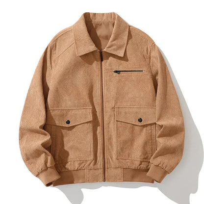 Men's Corduroy Bomber Jacket Relaxed Fit Casual - 
Fashinoza