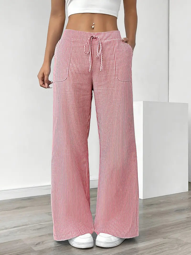 Relaxed Wide-Leg Stripe Trousers